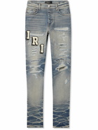 AMIRI - Skinny-Fit Logo-Appliquéd Distressed Jeans - Blue