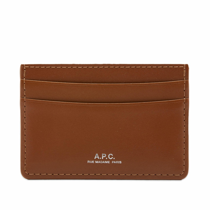 Photo: A.P.C. Men's Andre Smooth Leather Card Holder in Cappuccino