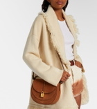 DeMellier Siena leather-trimmed suede crossbody bag