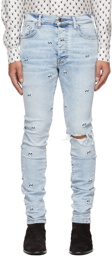 AMIRI Blue Embroidered Paisley Jeans