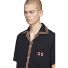Gucci Navy GG Embroidery Polo