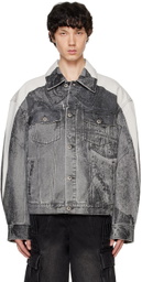 Feng Chen Wang Gray Printed Denim Jacket