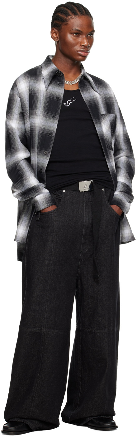 LU'U DAN】Black Paneled Jeans デニム LUUDAN LU'U DAN Black Paneled