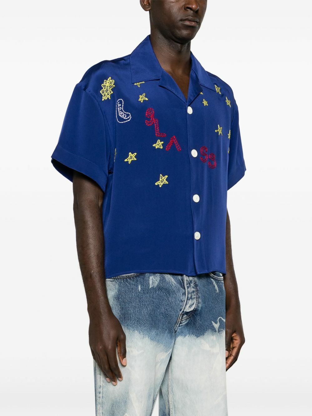 Glass Cypress Blue Nightsky Silk Shirt