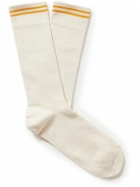 Mr P. - Honeycomb-Knit Striped Cotton-Blend Socks