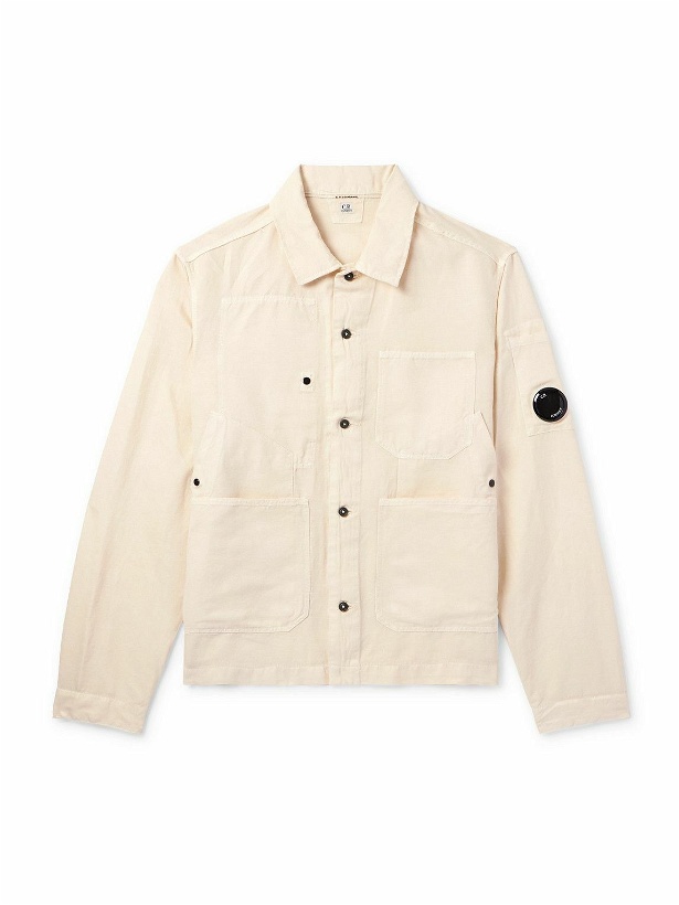 Photo: C.P. Company - Logo-Appliquéd Cotton and Linen-Blend Overshirt - Neutrals