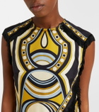 La DoubleJ Scarf fringed printed silk voile top