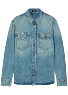 Versace Stud-embellished Denim Shirt Light Blue