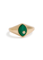 Yvonne Leon Baby Chevalière Marquise 9kt Gold Pinky Ring Green