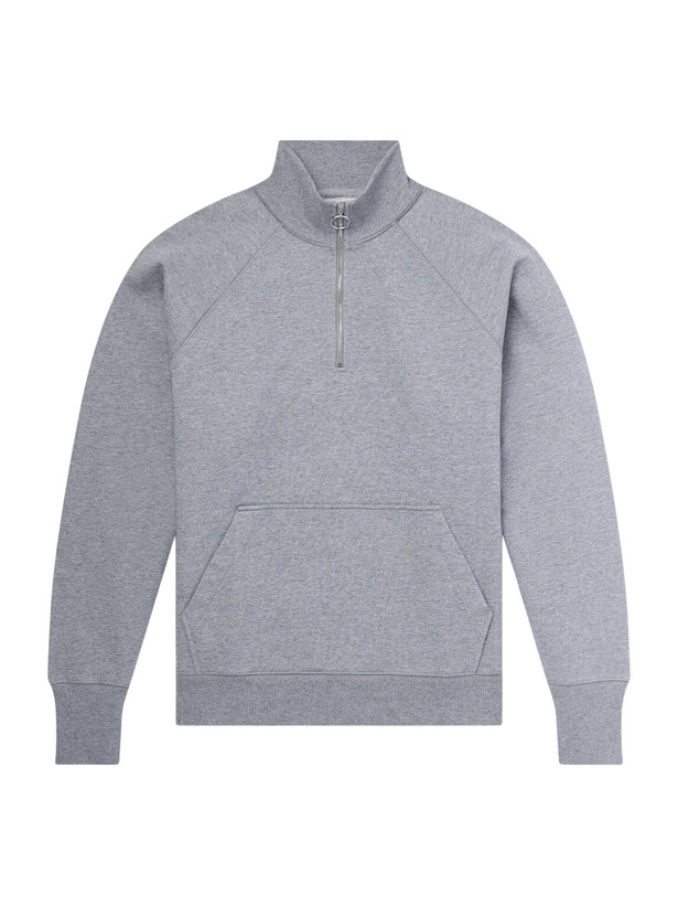 Photo: Drake's - Cotton-Jersey Half-Zip Sweater - Gray