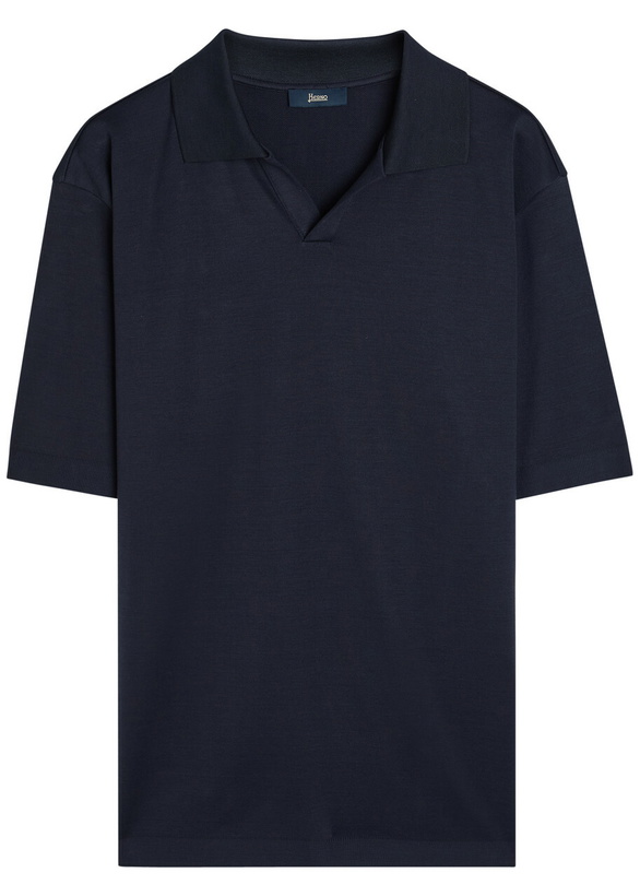 Photo: Herno Derby Knit Cotton Polo top Navy