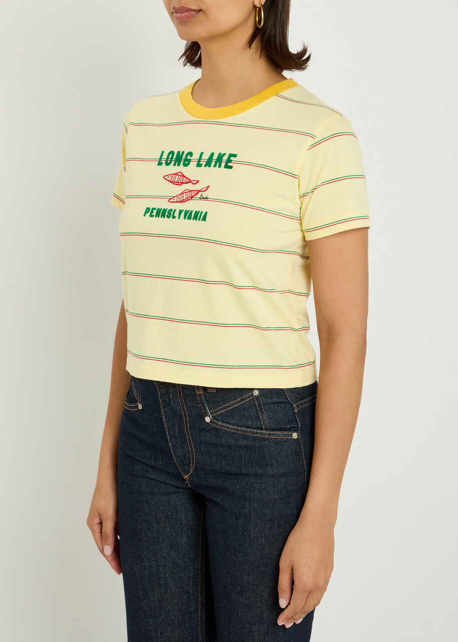 Bode Summertime Striped Cotton T-shirt Yellow