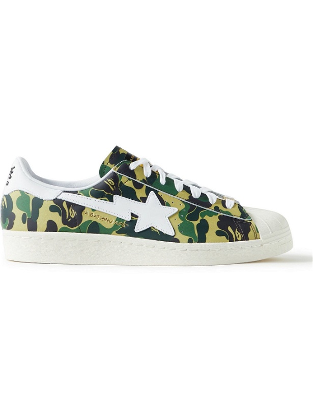 Photo: ADIDAS CONSORTIUM - BAPE Superstar 80s Camouflage-Print Leather Sneakers - Green