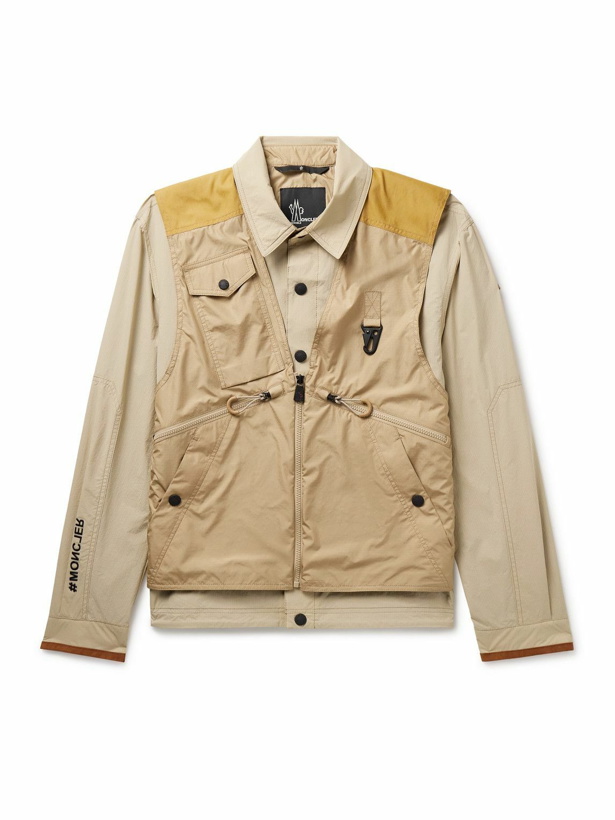 Photo: Moncler Grenoble - Combal Logo-Appliquéd Alcantara®-Trimmed Layered Ripstop Jacket - Neutrals