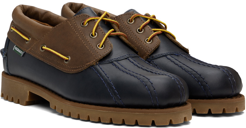 Sebago Navy & Brown Tucson Waxy Boat Shoes