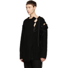 Yohji Yamamoto Black Leather String Crewneck Sweater