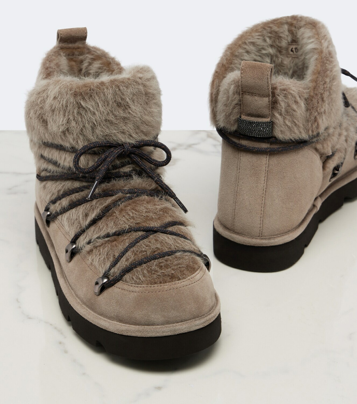 Brunello Cucinelli Shearling and suede snow boots