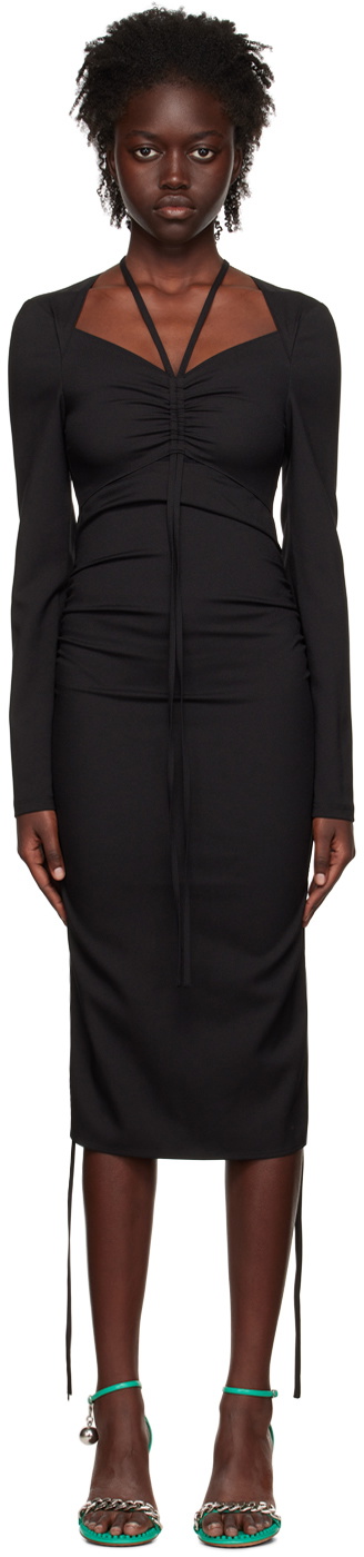 J KOO Black Cutout Midi Dress