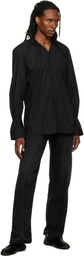 ALAINPAUL Black Elasticated Collar Shirt