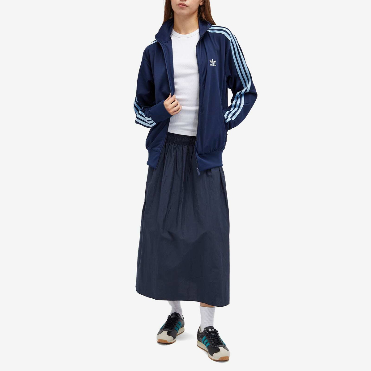 ●adidas● Firebird Track Top Indigo Clear Sky JP2544 Adidas Firebird Track Top in Night Indigo/Clear Sky adidas