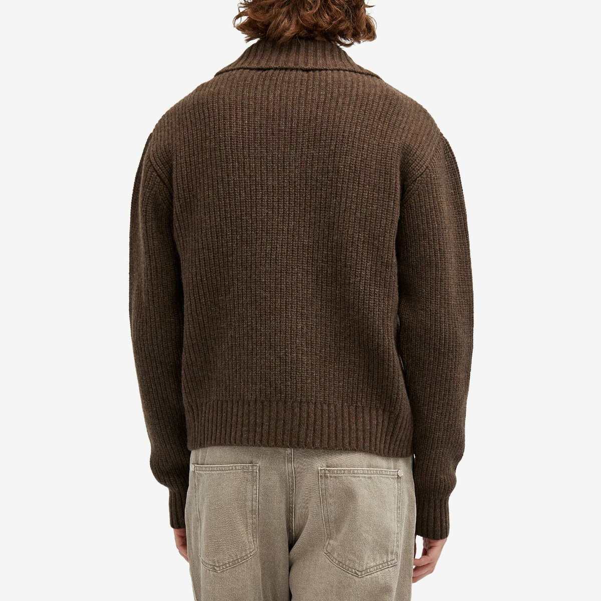 mfpen Men's Collar Knit Sweater in Dark Brown mfpen