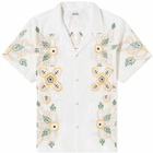 Bode Men's Embroidered Buttercup Vacation Shirt in White