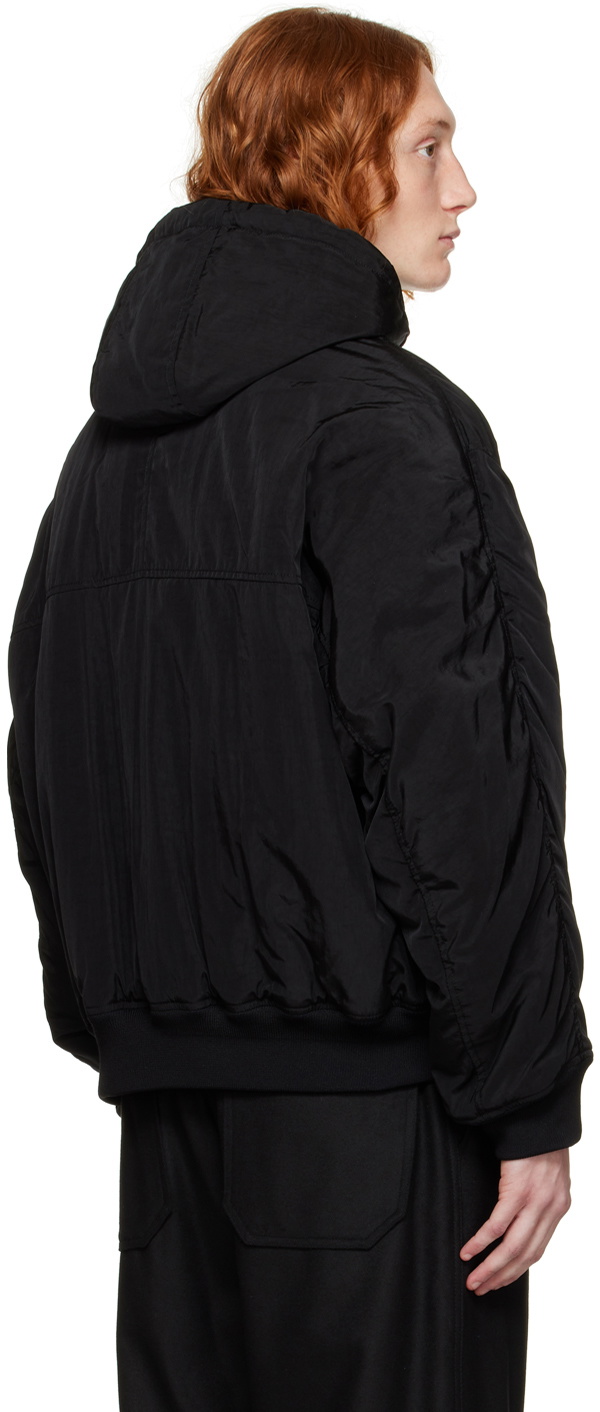 Solid Homme Black Hooded Bomber Jacket