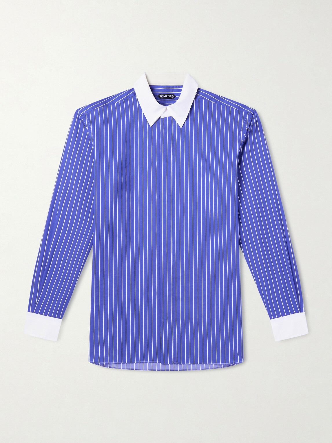 TOM FORD - Pinstriped Silk Shirt - Blue