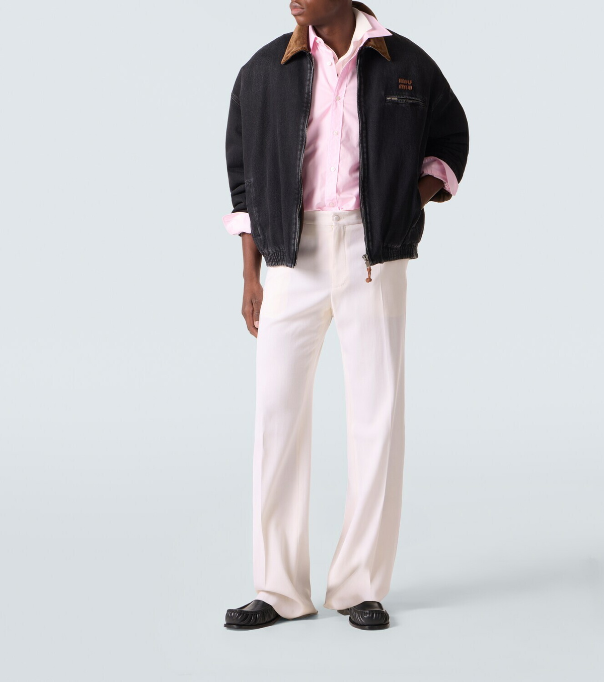 Miu Miu Corduroy-trimmed denim blouson jacket