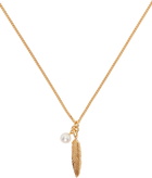 Emanuele Bicocchi SSENSE Exclusive Gold Feather & Pearl Necklace