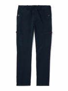 Mr P. - Samuel Straight-Leg Garment-Dyed Cotton and Linen-Blend Twill Cargo Trousers - Blue