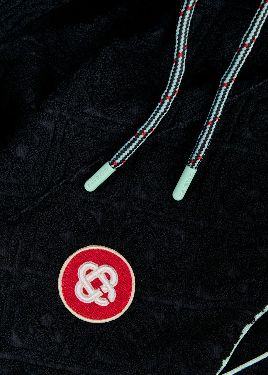 Casablanca Monogram-jacquard Towelling Cotton-blend Sweatpants Black