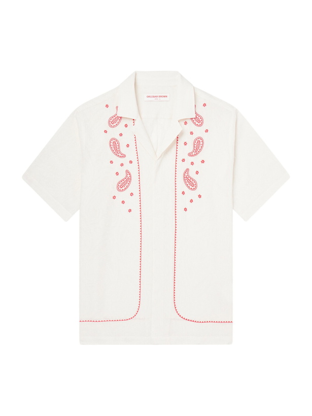 Photo: Orlebar Brown - Maitan Camp-Collar Embroidered Cotton Shirt - Neutrals