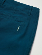 Folk - Assembly Tapered Cropped Pleated Cotton Trousers - Blue