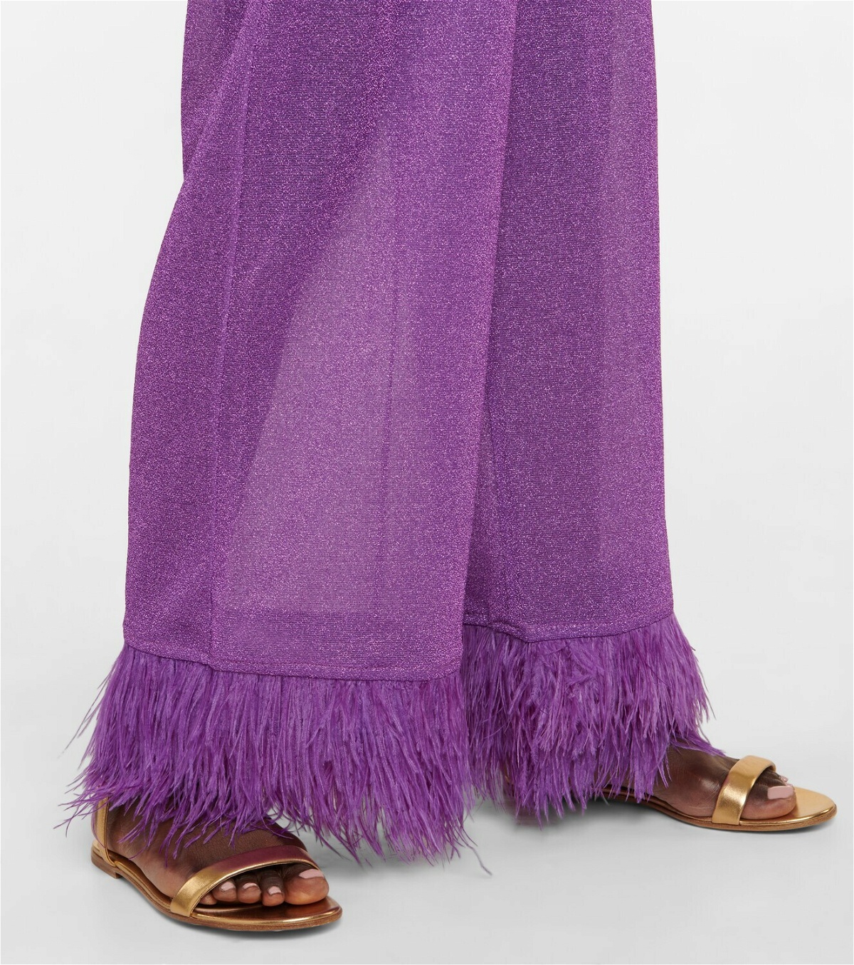 Oseree - Lumière feather-trimmed pants