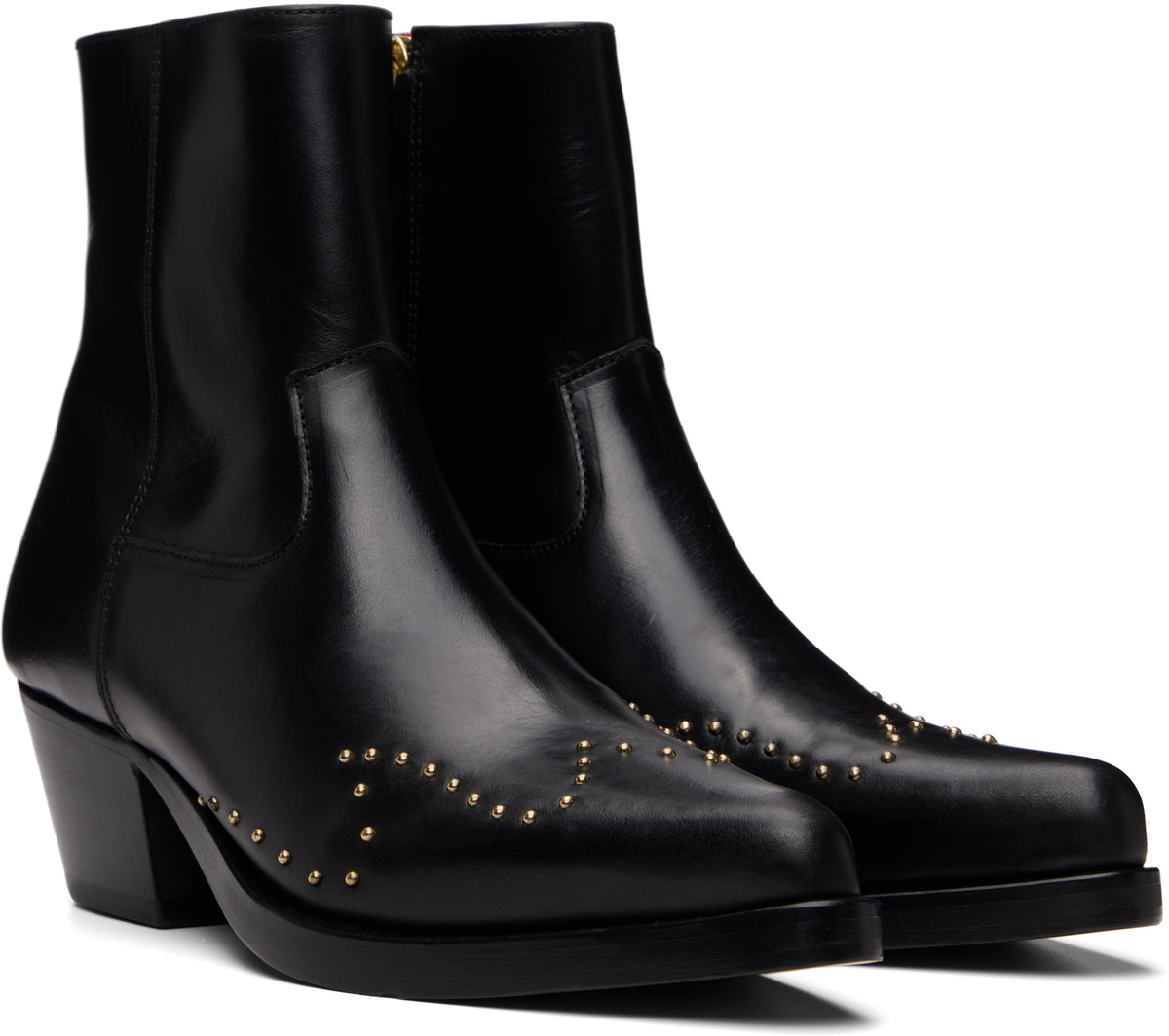 Ernest W. Baker Black Studded Western Boots