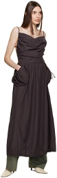 TheOpen Product Brown Gathered Midi Dress