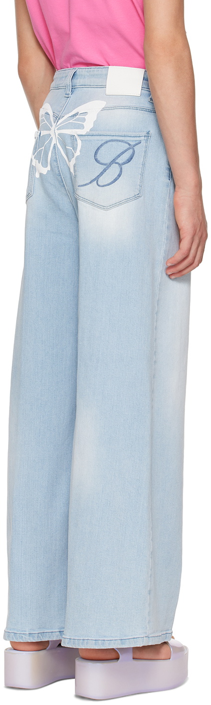 Miss Blumarine Kids Blue Printed Jeans