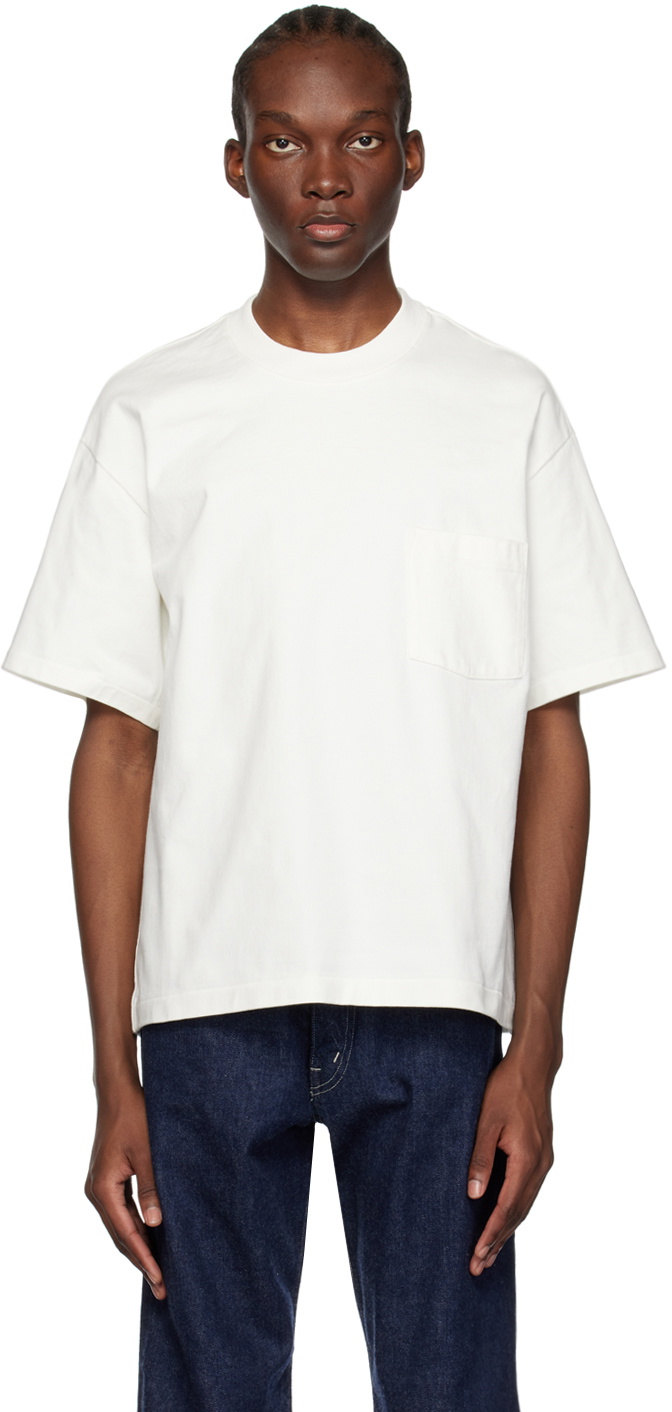 AURALEE White Stand-Up T-Shirt Auralee