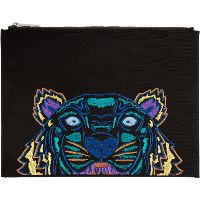 Photo: Kenzo Black Limited Edition Tiger Logo A4 Pouch