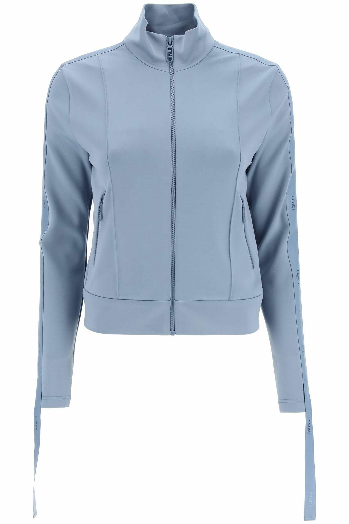 FENDI logo tape zip-up sweatshirt Light blue Fendi