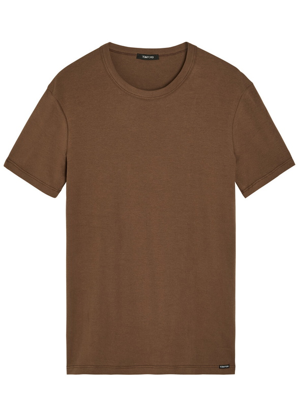 Photo: Tom Ford Crew-neck Stretch-cotton T-shirt Brown