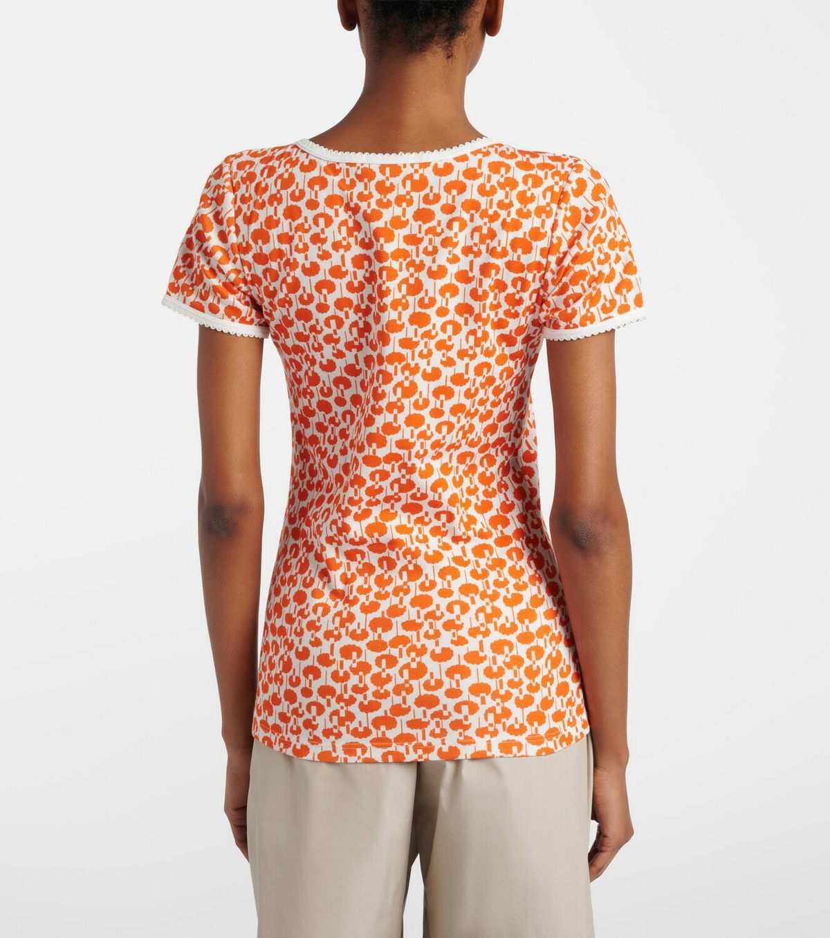 Miu Miu Lace-trimmed printed cotton T-shirt