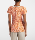 Miu Miu Lace-trimmed printed cotton T-shirt