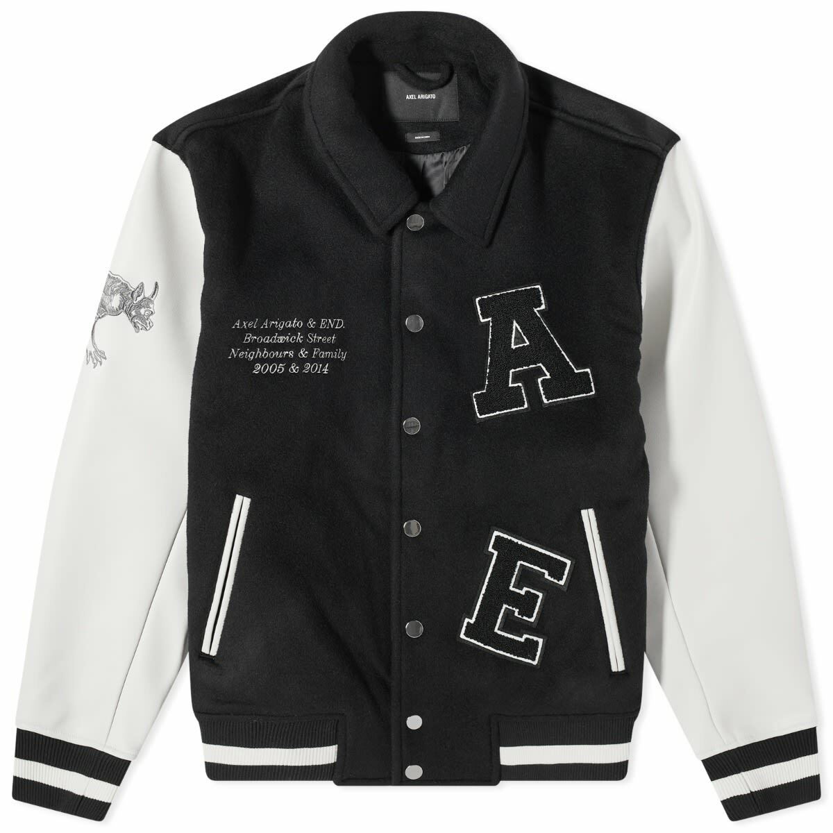 END. x Axel Arigato Men s Milan Gargoyle Varsity Jacket in Black