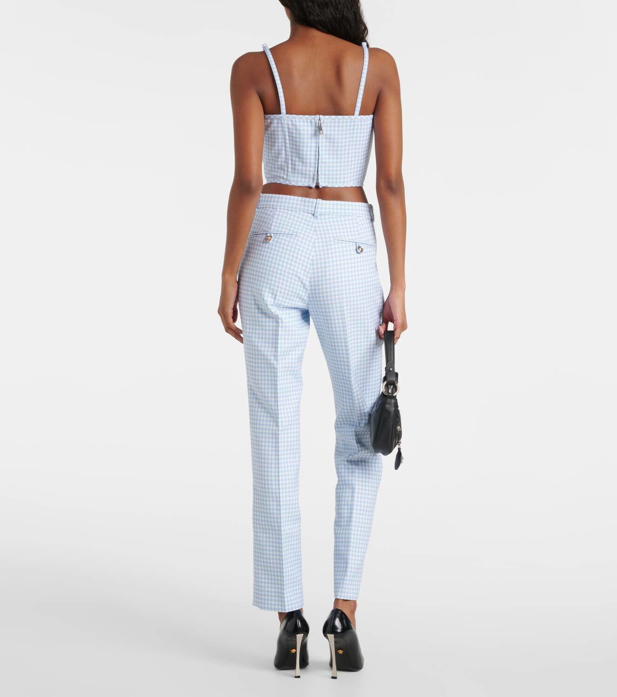 Versace Gingham virgin wool straight pants Versace