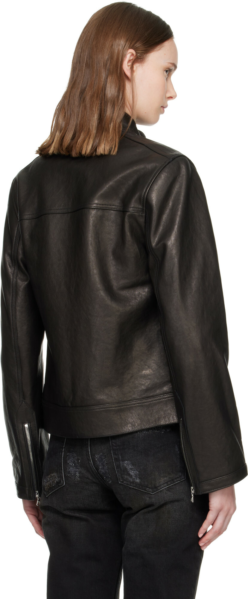 AARON ESH Black Grained Leather Jacket