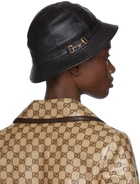 Gucci Black Lambskin Cloche Beach Hat