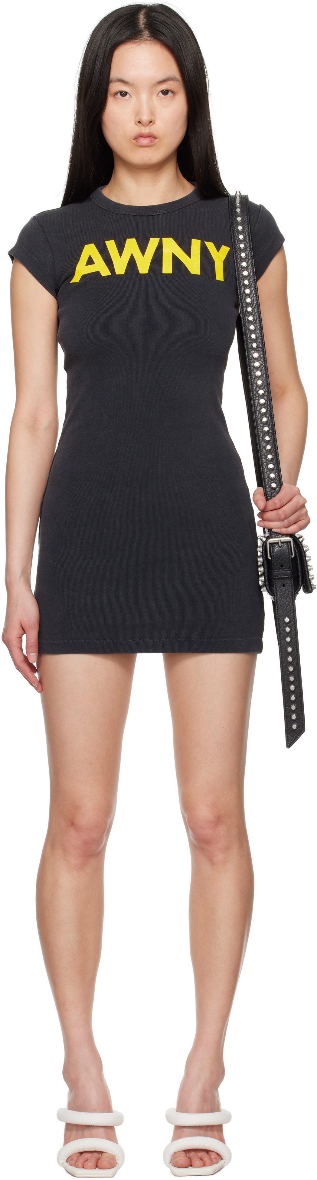 alexanderwang.t Black Logo-Embossed Minidress alexanderwang.t