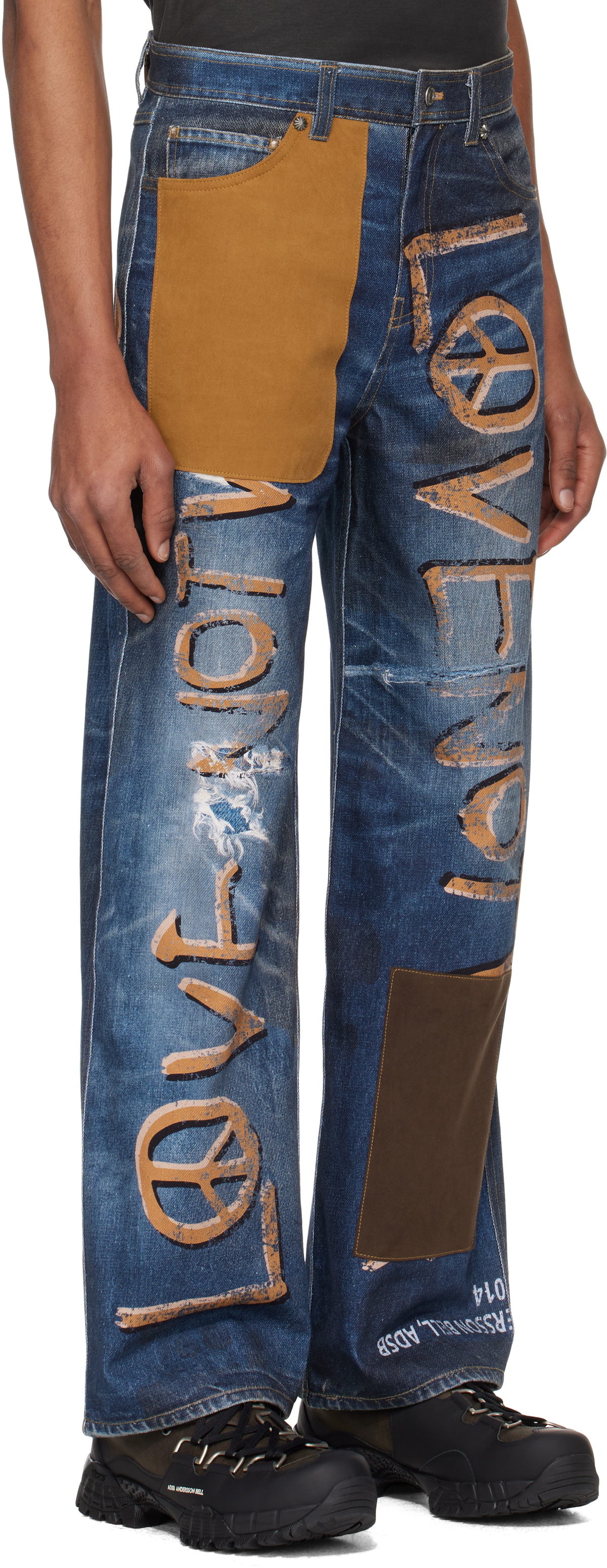 Andersson Bell Blue 'Love' Printed Denim Trompe L'oeil Jeans